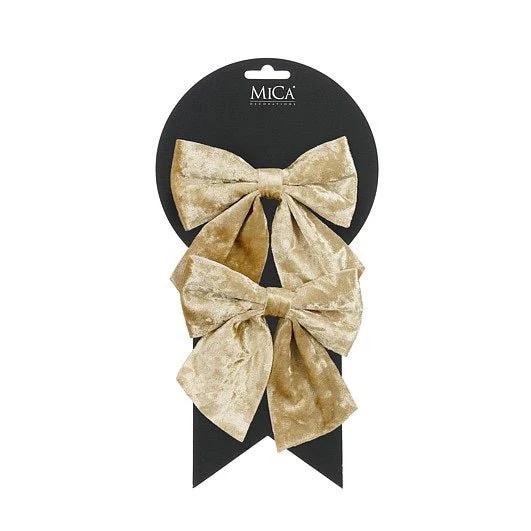 Christmas Bow Champagne 12 x 13cm - 2pcs