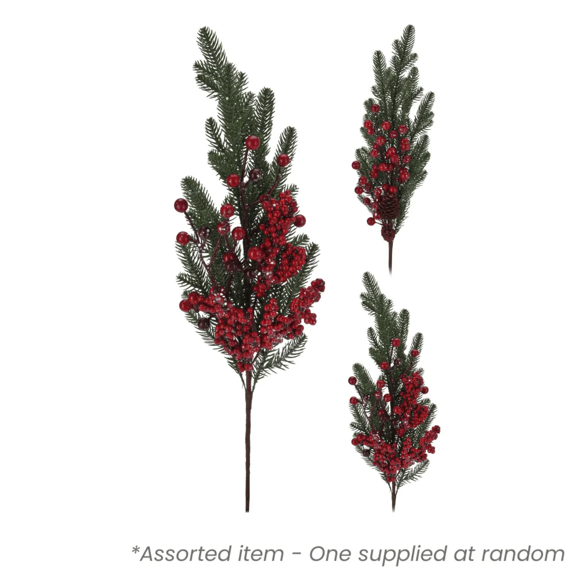 Christmas Branch with Red Berries & Glitter 50cm