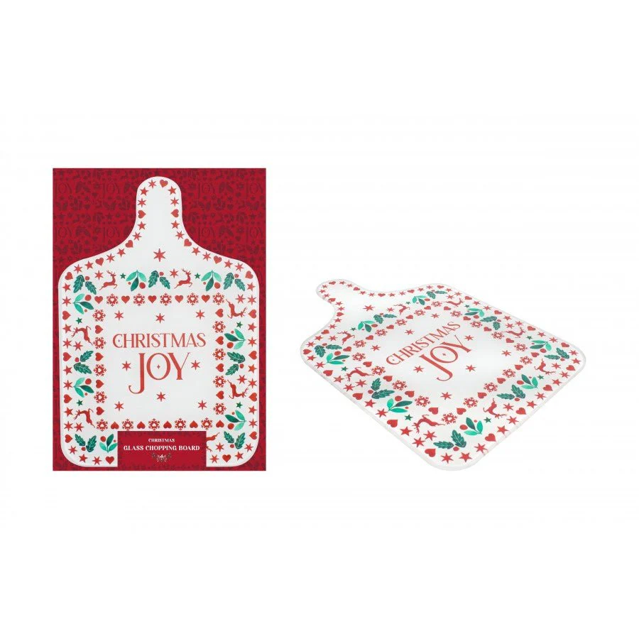 Christmas Joy Glass Chopping Board 20x29cm