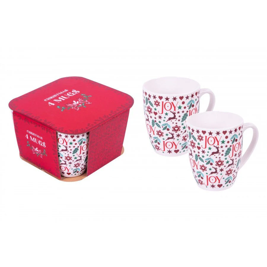 Christmas Joy Set Of 4 Mugs