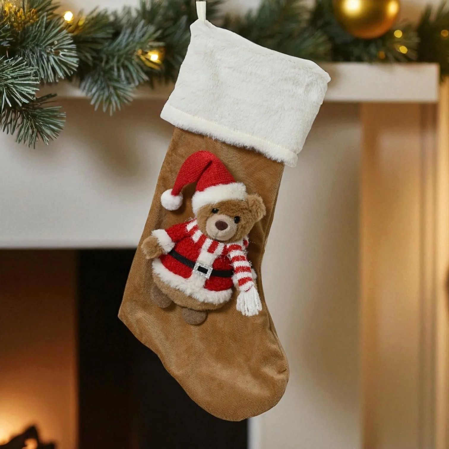 Christmas Stocking Bear in Santa Suit 56cm