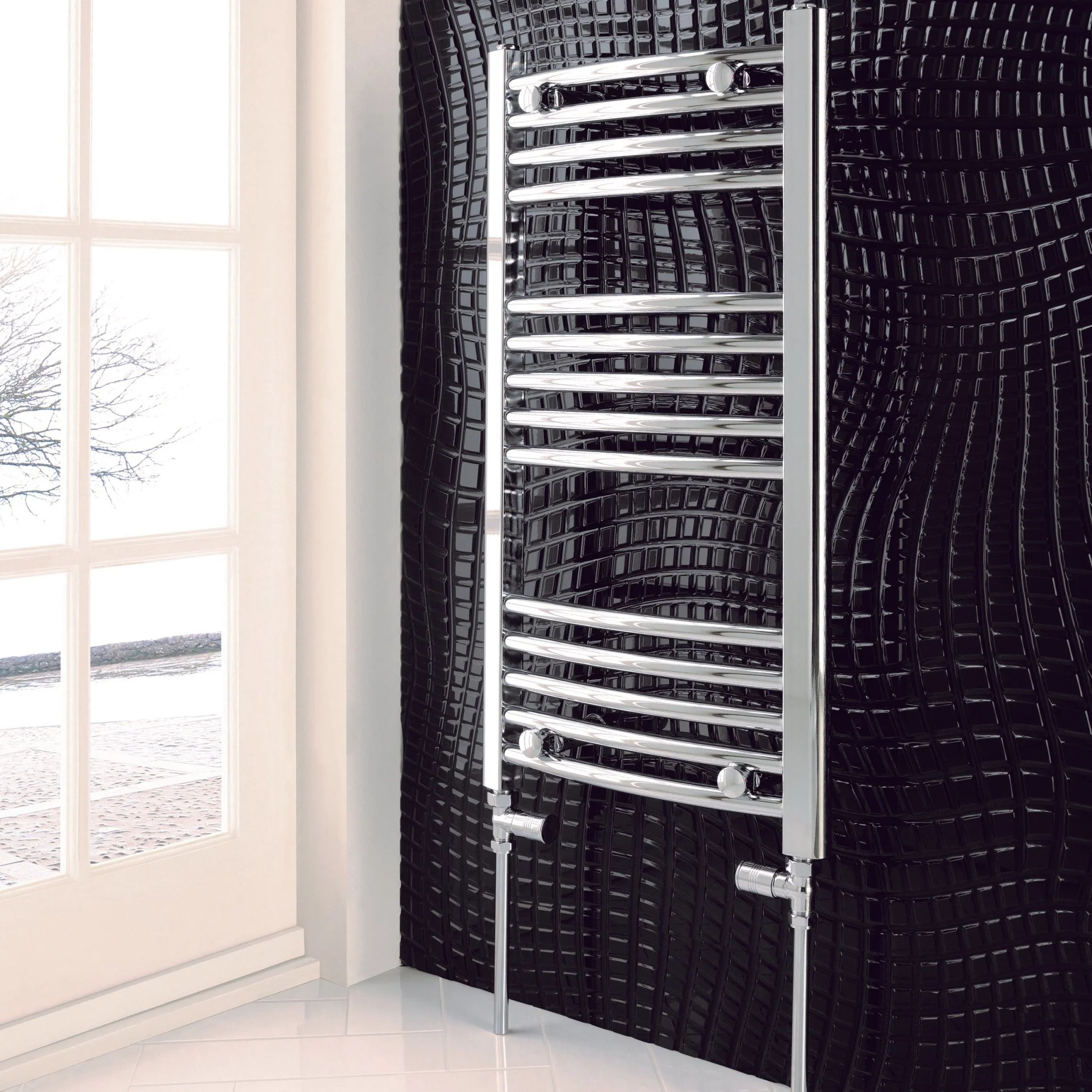 Chrome Curved Towel Warmer H 800mm x W 500mm BS2020