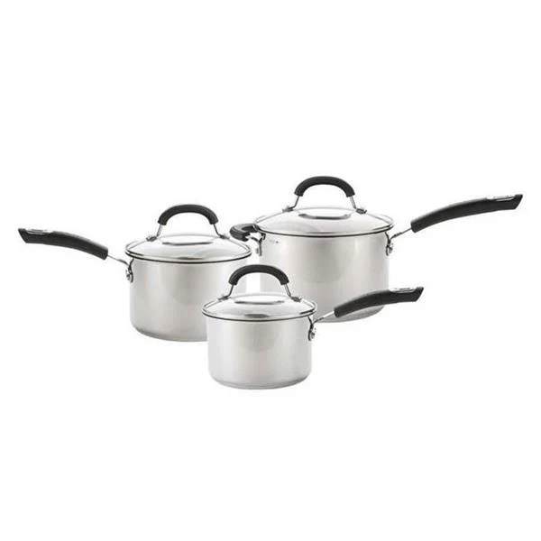 Circulon Total Stainless Steel Set 3 Piece Saucepan Set