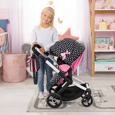 Combi Dolls Pram Xeo - Black & Pink White Stars - Image 2