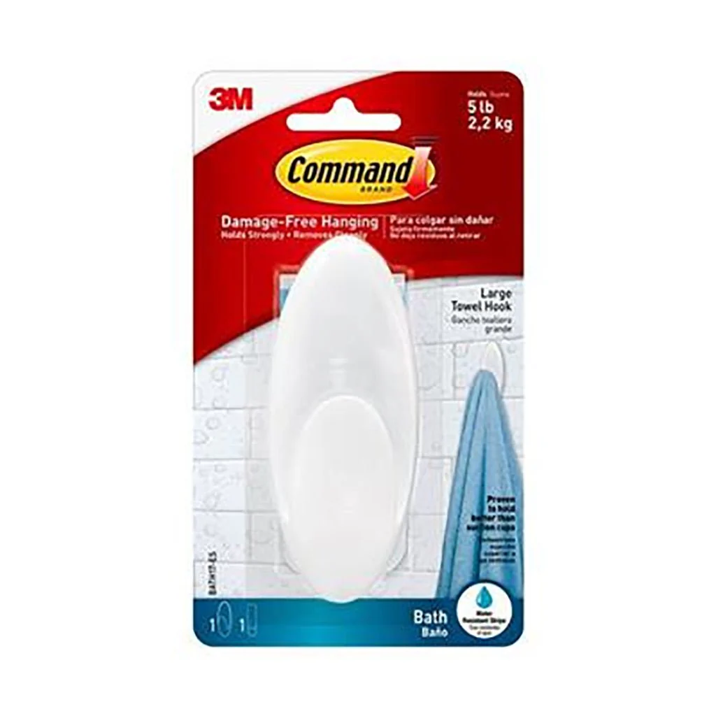 Command Bath Lge Towel Hook 5Lb 3Mbath17-Es
