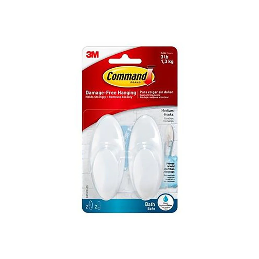Command Bath Medium Hooks 3Lb 3Mbath18-Es