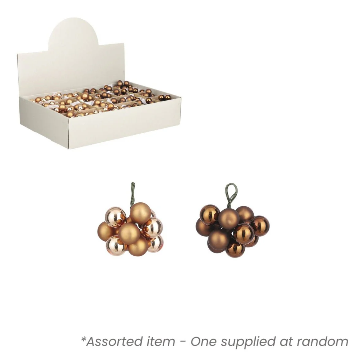 Copper Brown Mini Glass Bauble Bunch 2cm Assorted - One Supplied*