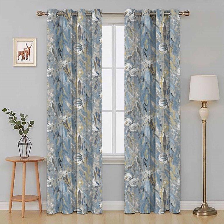 Cottonopolis 90" x 72" Lined Eyelet Curtains Marine