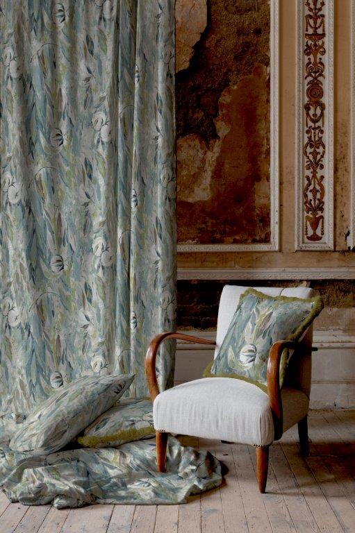 Cottonopolis 90" x 72" Lined Eyelet Curtains Marine - Image 2