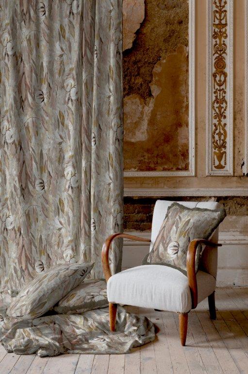 Cottonopolis 90" x 90" Lined Eyelet Curtains Quartz - Image 2