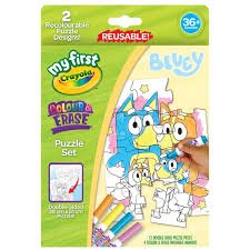 Crayola My 1St Colour & Erase Puzzle Set - Bluey