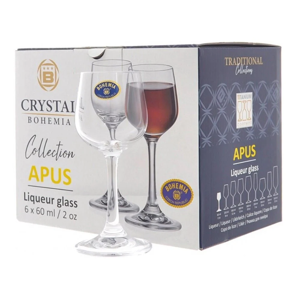 Crystal Bohemia Apus Liqueur Glasses – 60ml, Set of 6