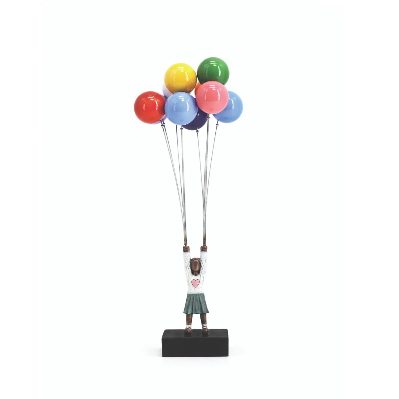 David McGlynn Sculpture - Girl & Two Sets Balloons 'Freedom'
