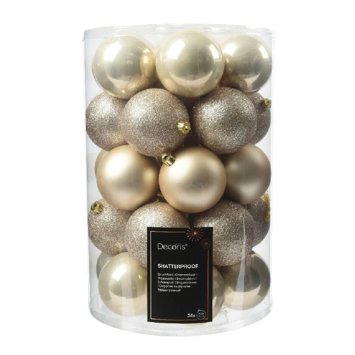 Decoris Assorted 8cm Pearl Baubles 34 Pack
