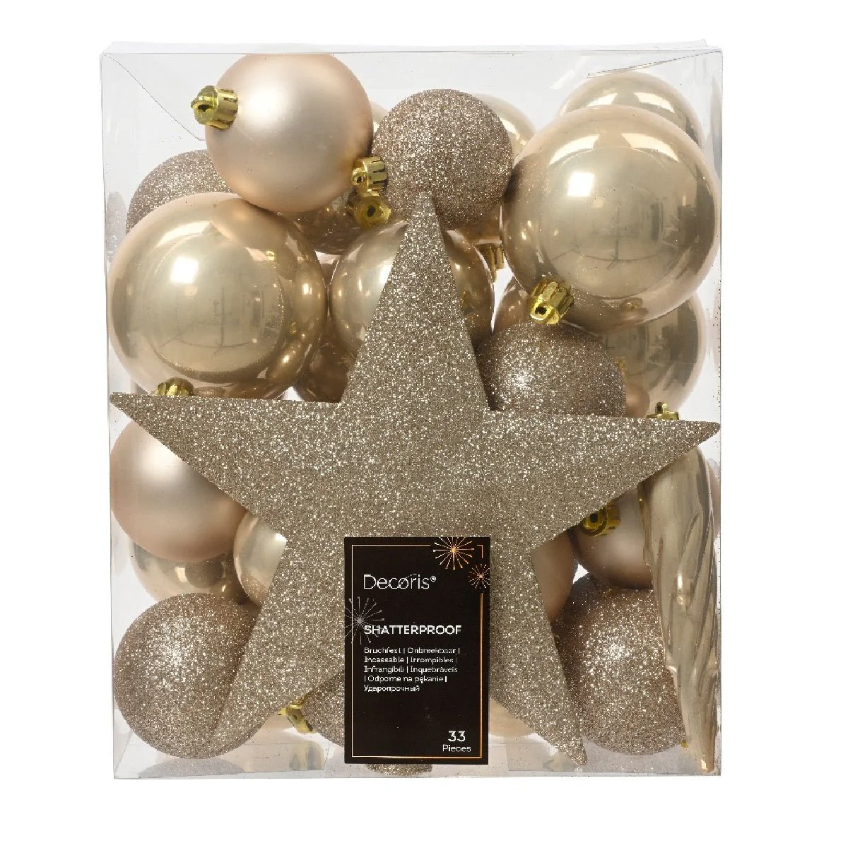 Decoris Assorted Sizes Pearl Baubles 33 Pack