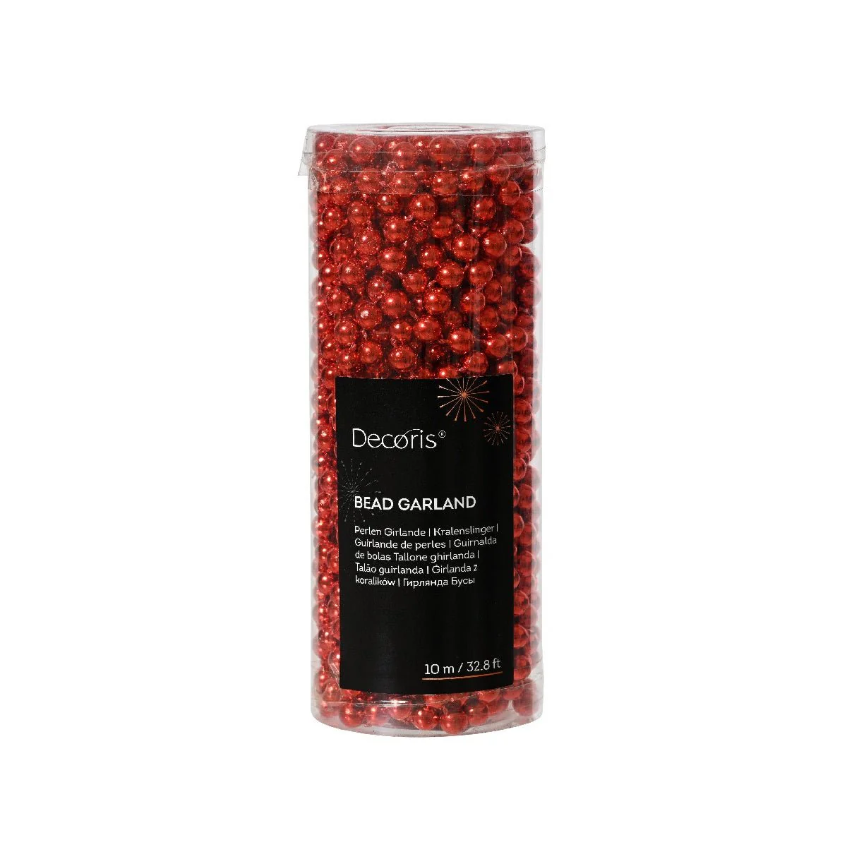 Decoris Bead Garland 10m Christmas Red