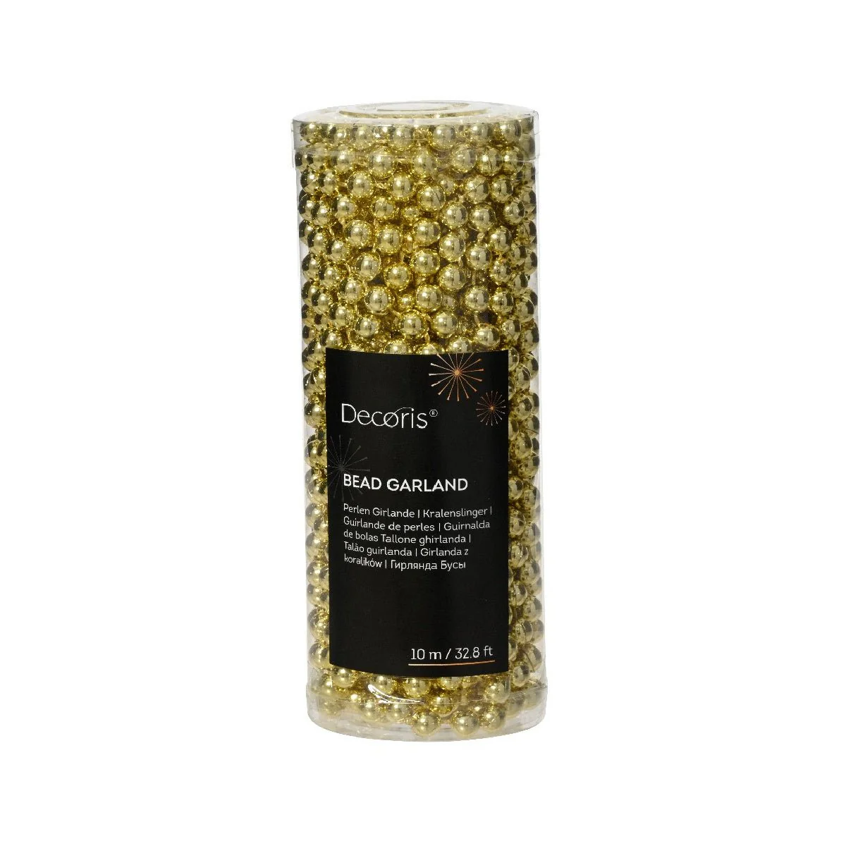 Decoris Bead Garland 10m Light Gold