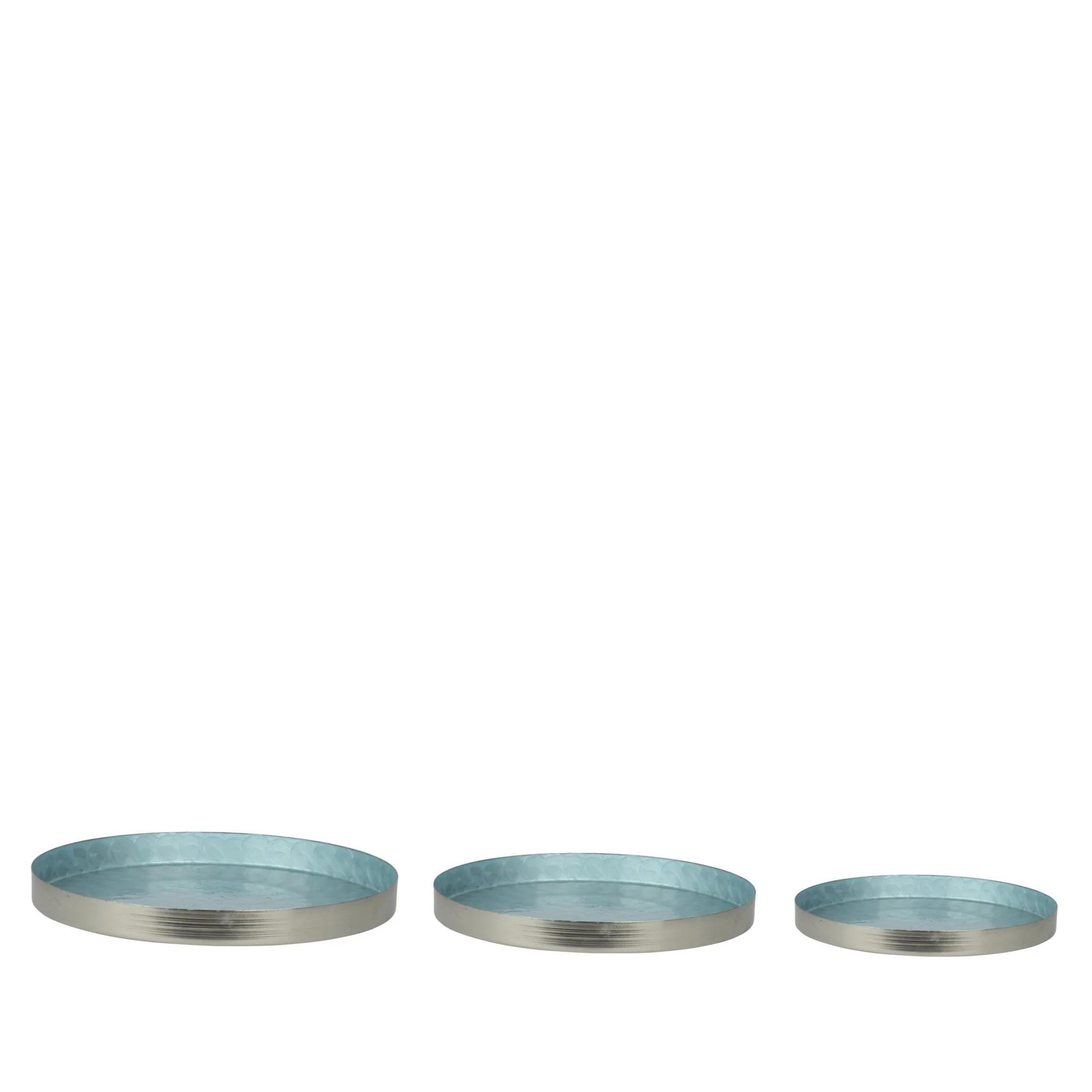 Decoris Blue Enameled Plates Set Of 3