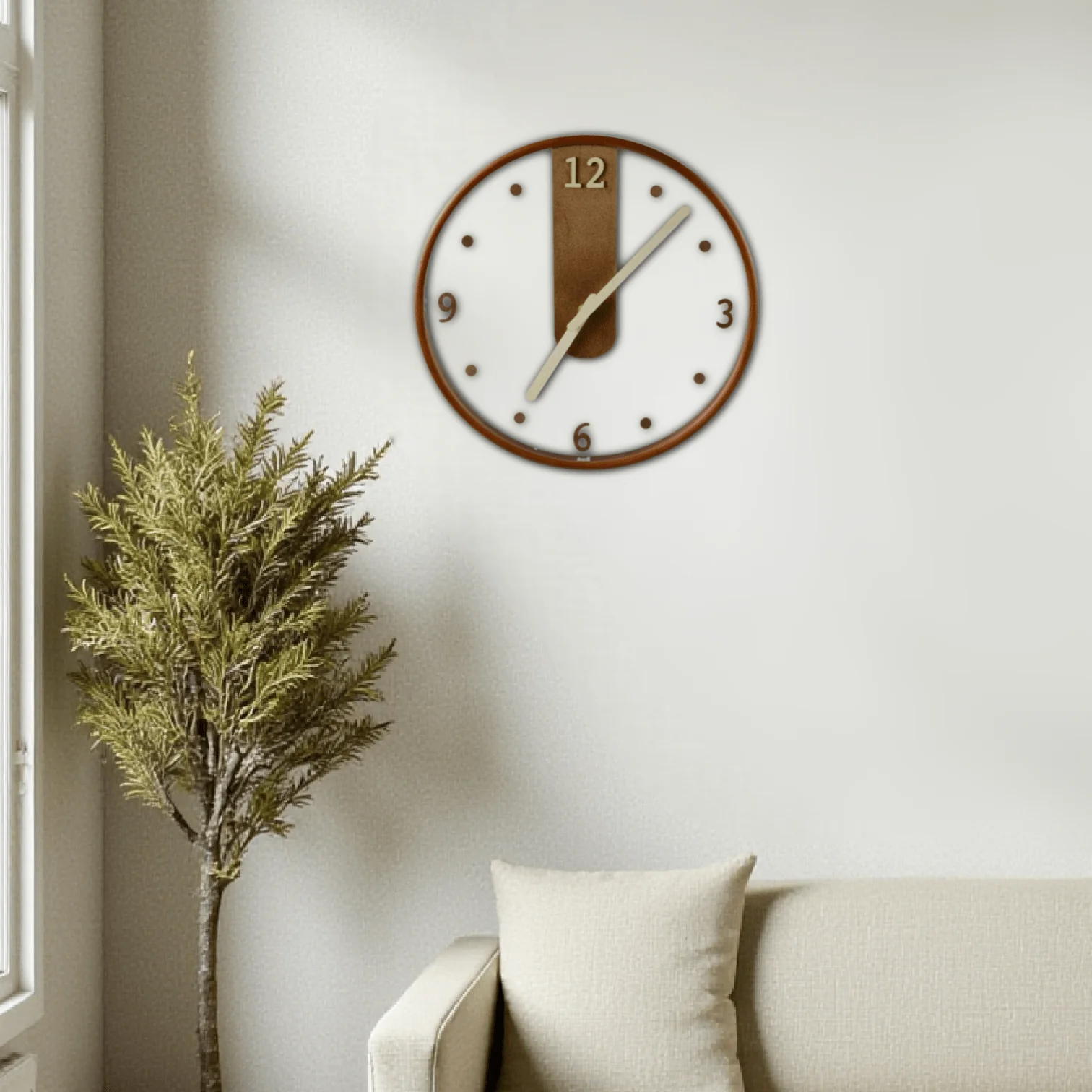 Decoris Dark Wood Transparent Wall Clock – 30cm - Image 2