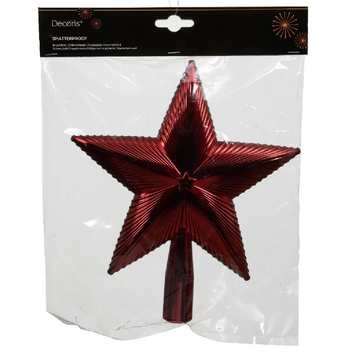 Decoris Oxblood Red Shiny Star Tree Topper 21.5cm