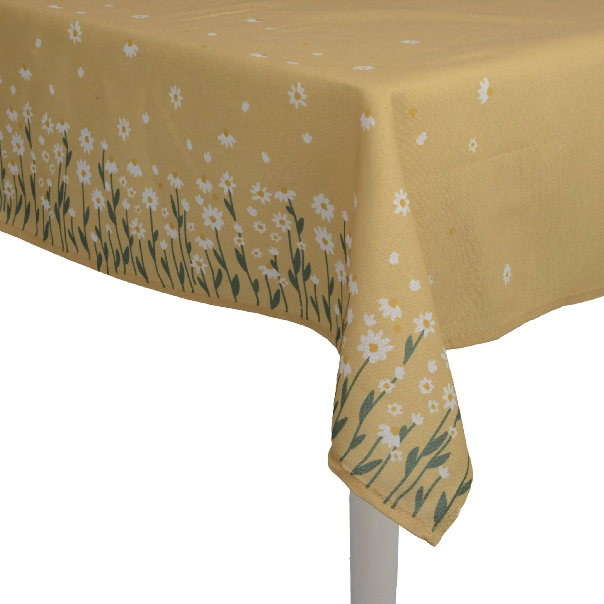 Decoris Tablecloth 140x250 cm Yellow with Daisy Pattern