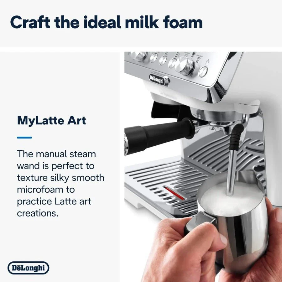 Delonghi La Specialista Arte Manual Bean to Cup Coffee Machine - White | EC9155.W - Image 5
