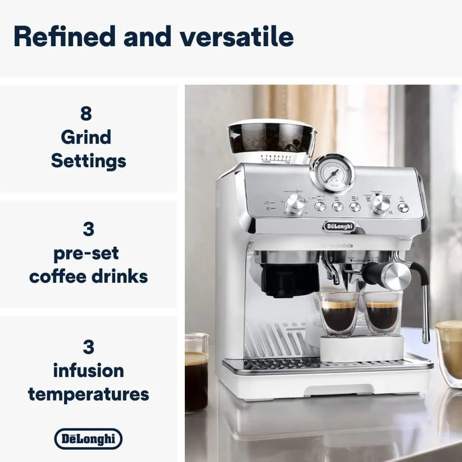 Delonghi La Specialista Arte Manual Bean to Cup Coffee Machine - White | EC9155.W - Image 6