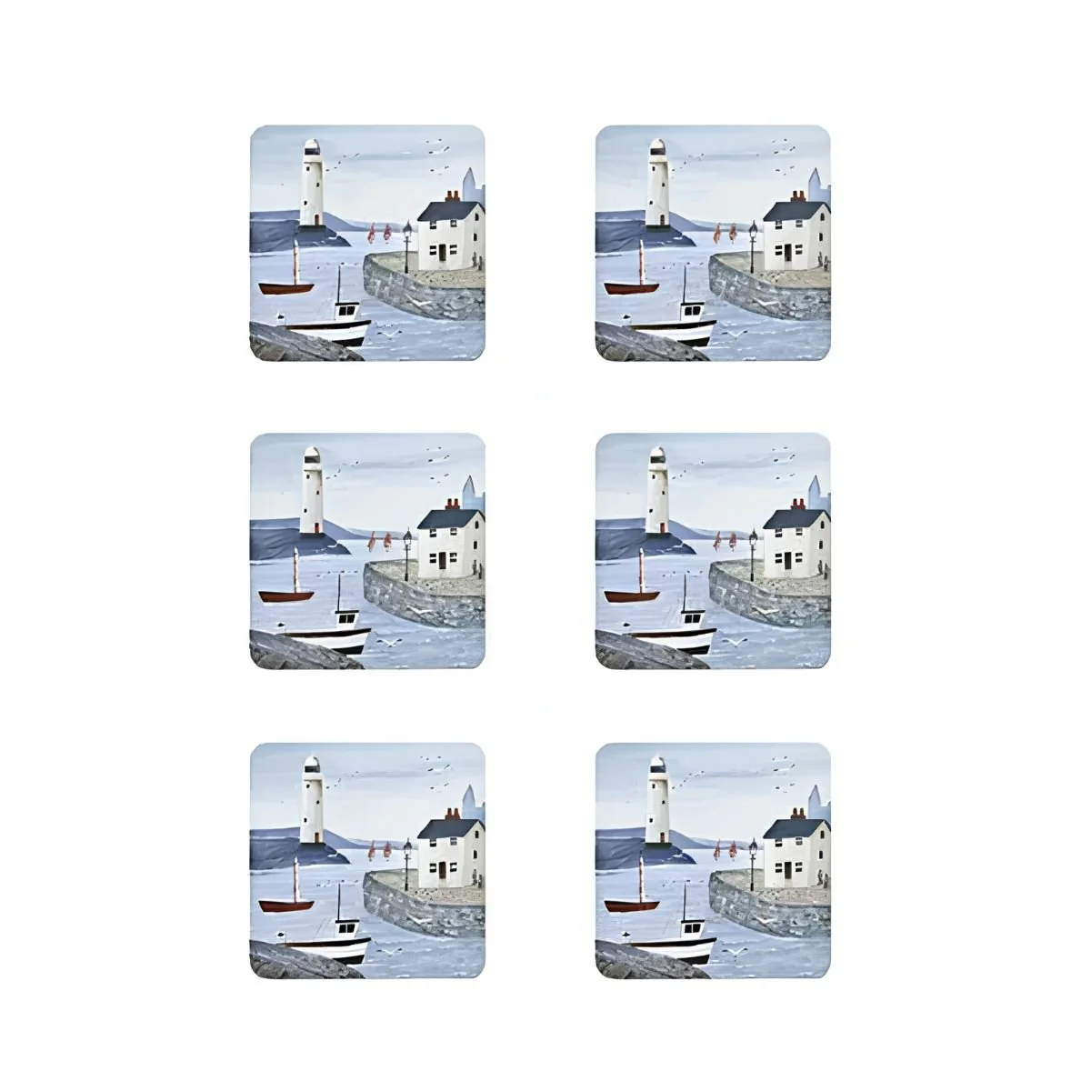 Denby Set Of 6 Coastal Lighthouse Coasters