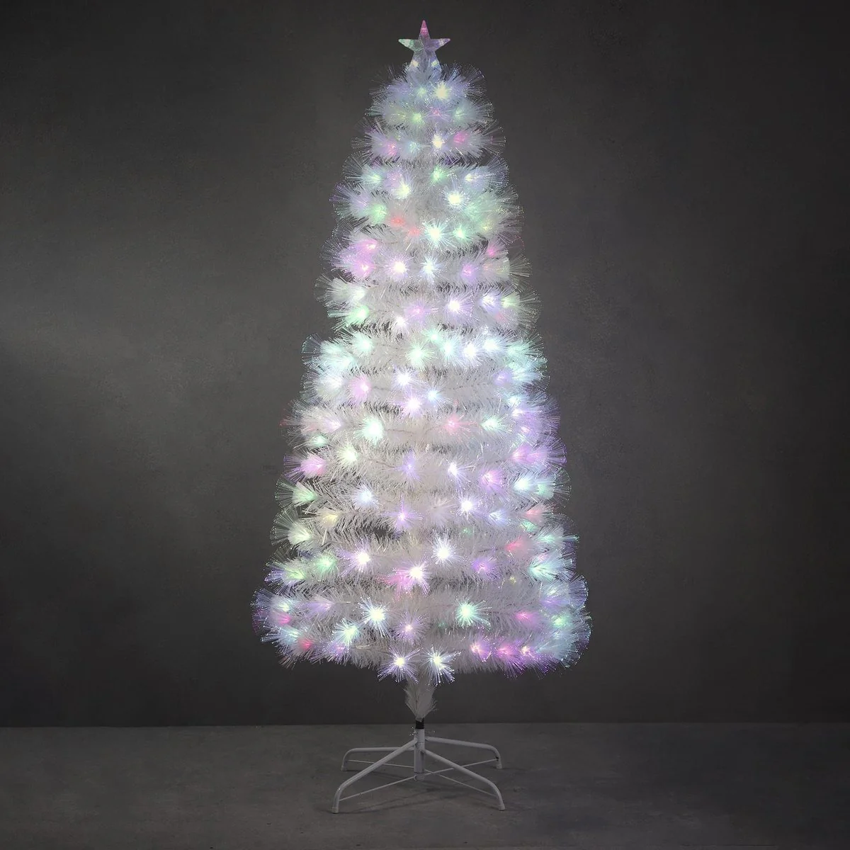 Dinard White Fibre Optic Christmas Tree 185 Led 150cm (5ft) - Image 2