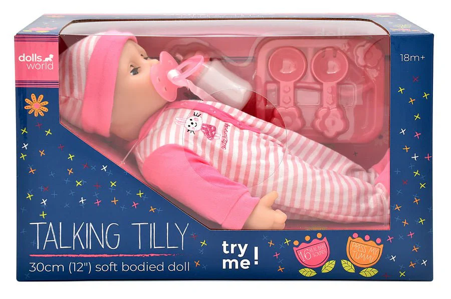 DollsWorld Talking Tilly Doll with 16 Real Baby Sounds 30cm (12")