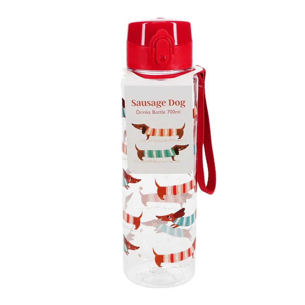 Drinks Bottle – Sausage Dog Print with Push Button Lid (700ml)