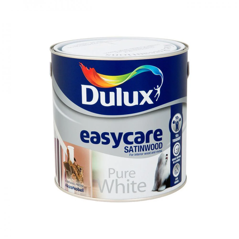 Dulux Easycare Satinwood Pure White Paint - 2.5 Litre