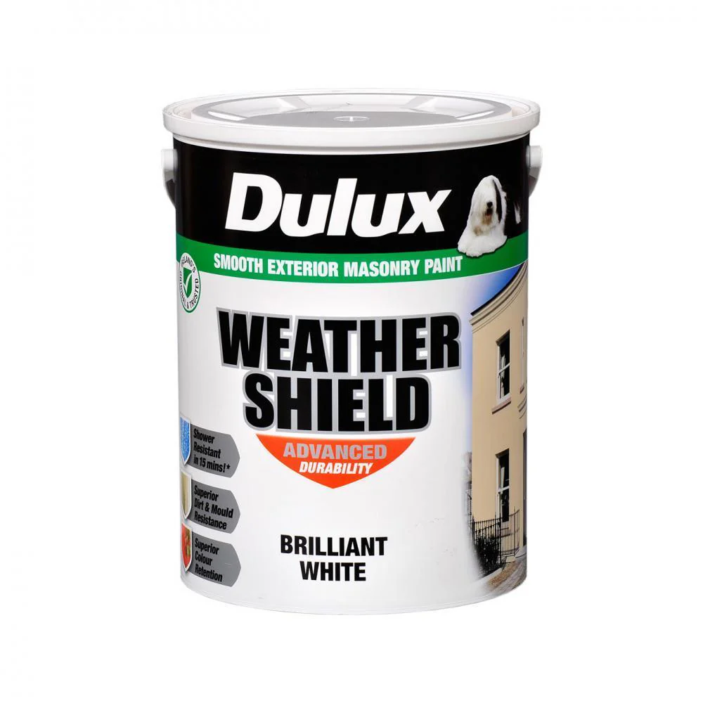 Dulux Weathershield Masonry Brilliant White Paint - 5 L - Image 2
