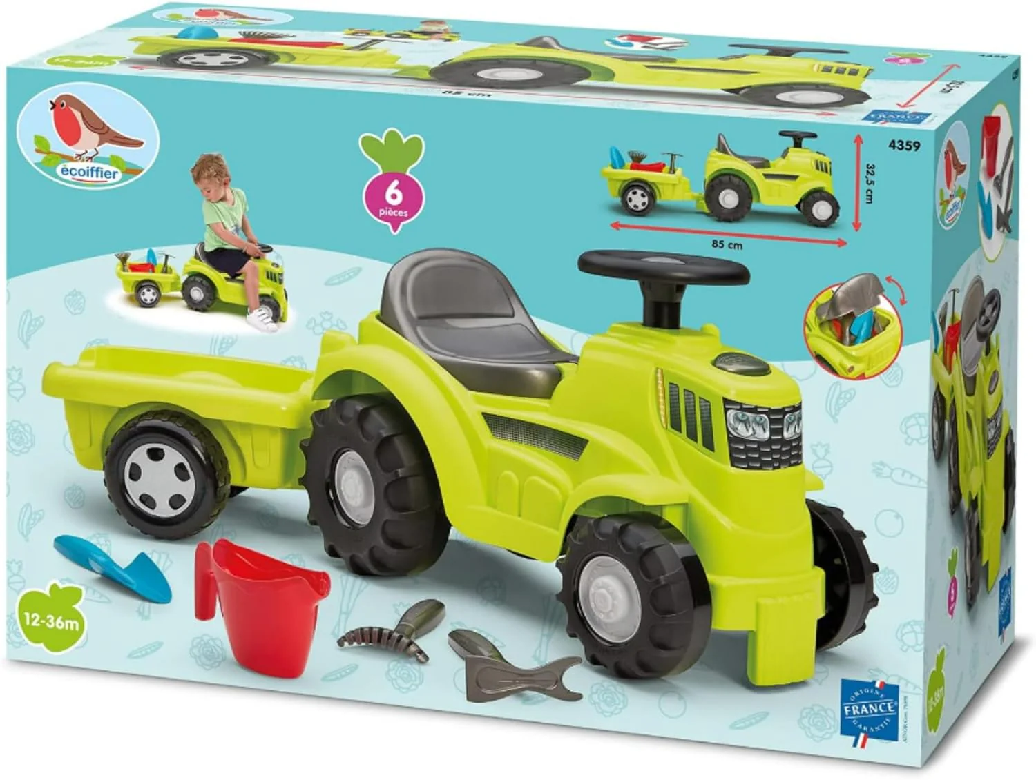 Ecoiffier Farm Tractor with Trailer