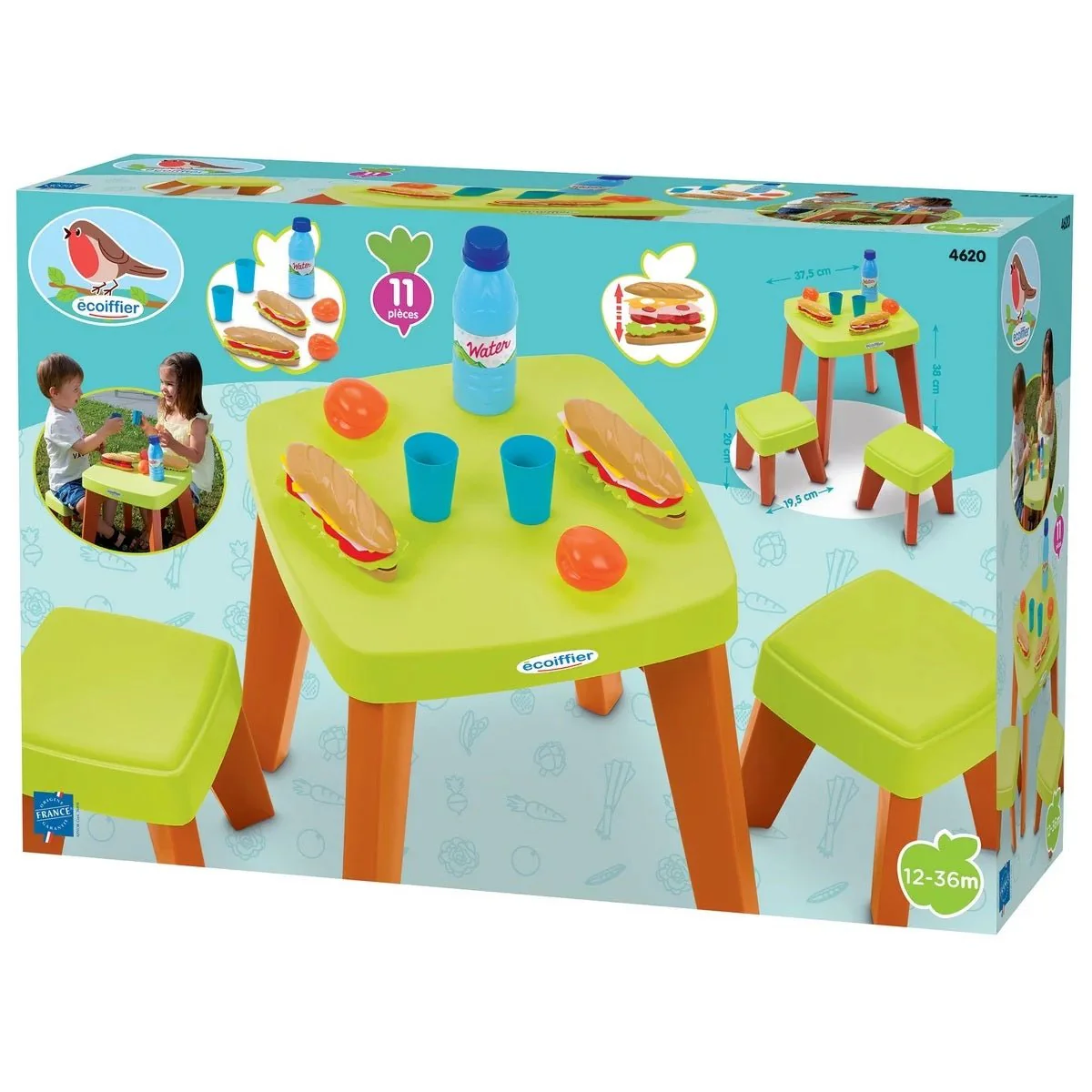 Ecoiffier Picnic Table with 2 Stools - Image 2