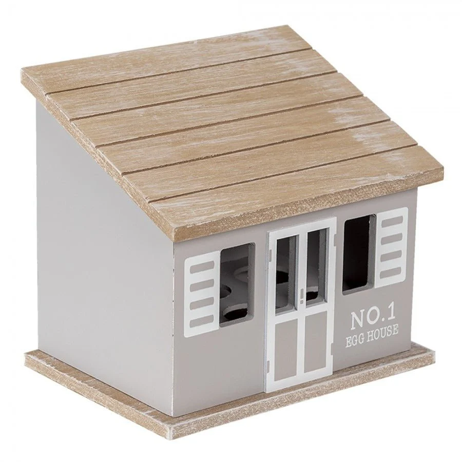 Egg Cabinet House 20 x 14 x 18cm Grey Brown Wood Rectangle - Image 2