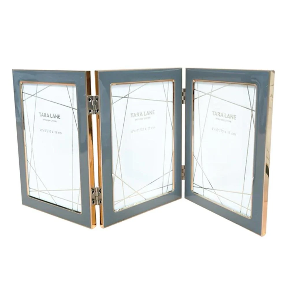 Ella Folding Photo Frame 4 X 6 - Grey / Gold