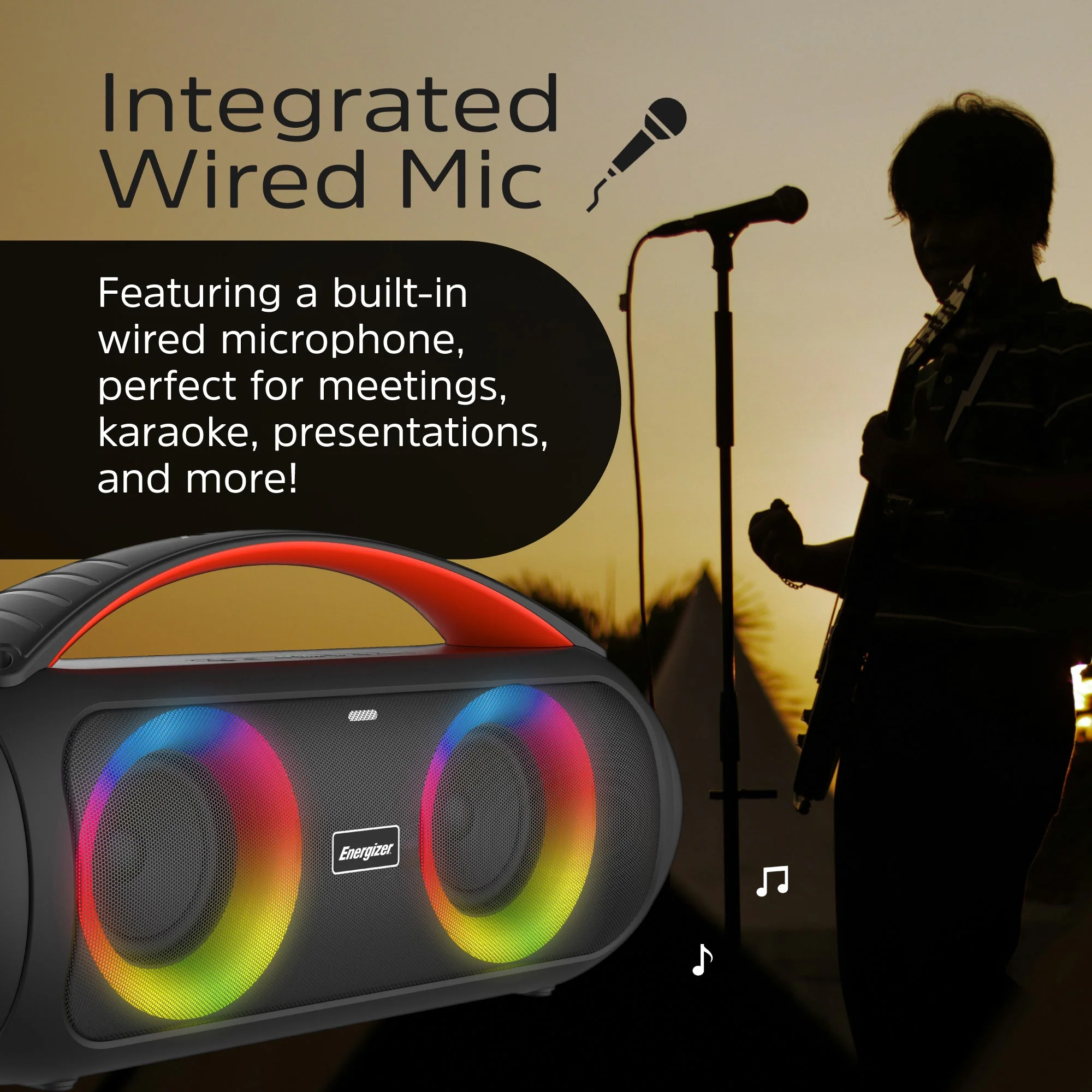 Energizer Portable Bluetooth Party Speaker with RGB lighting with mic | BTS258 - Image 8