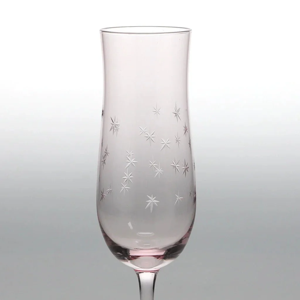 Etched Star Champagne Glasses 200ml (Set of 2) – Pink Tint - Image 3