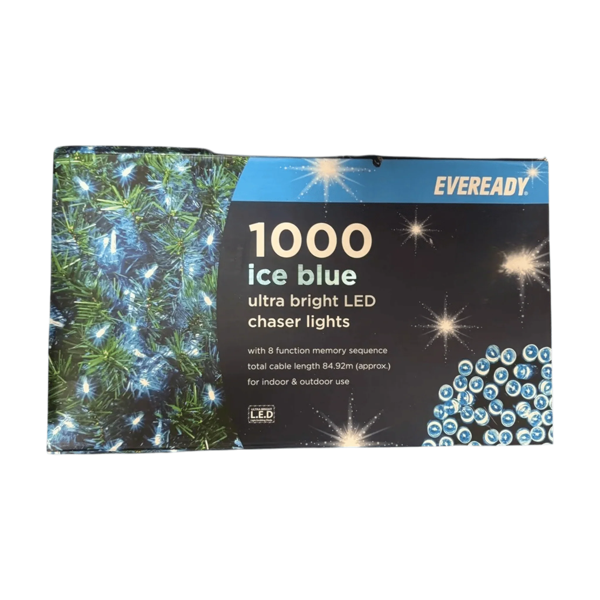 Eveready Ultra Bright LED Chaser Lights 1000pk - Ice Blue