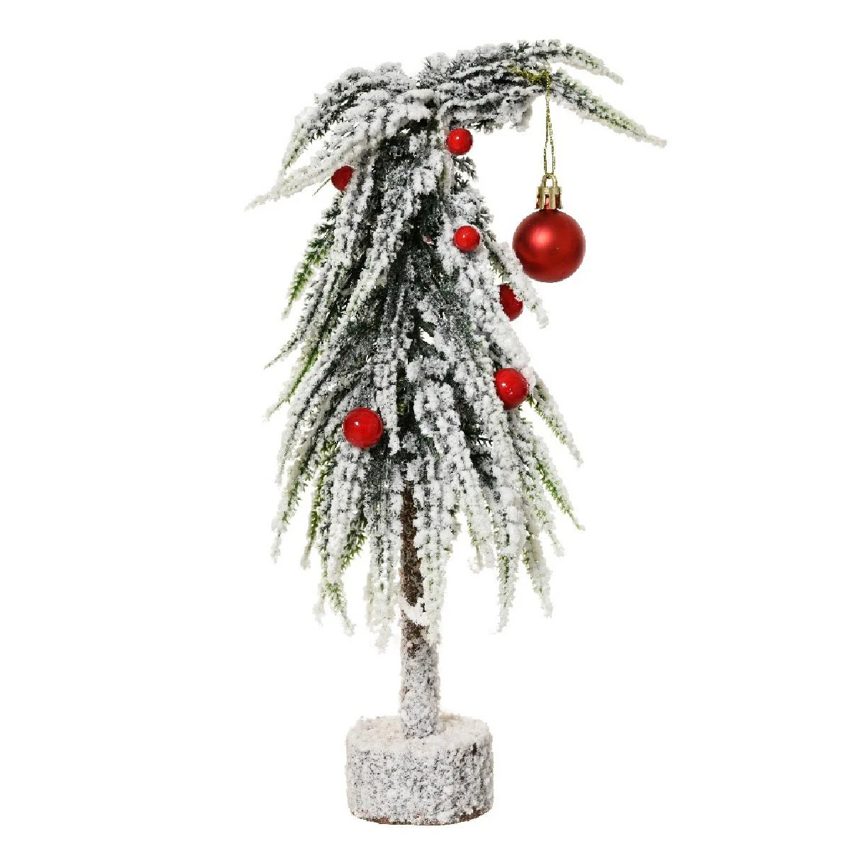 Everlands Mini Snowy Tree with Red Bauble Indoor 30cm