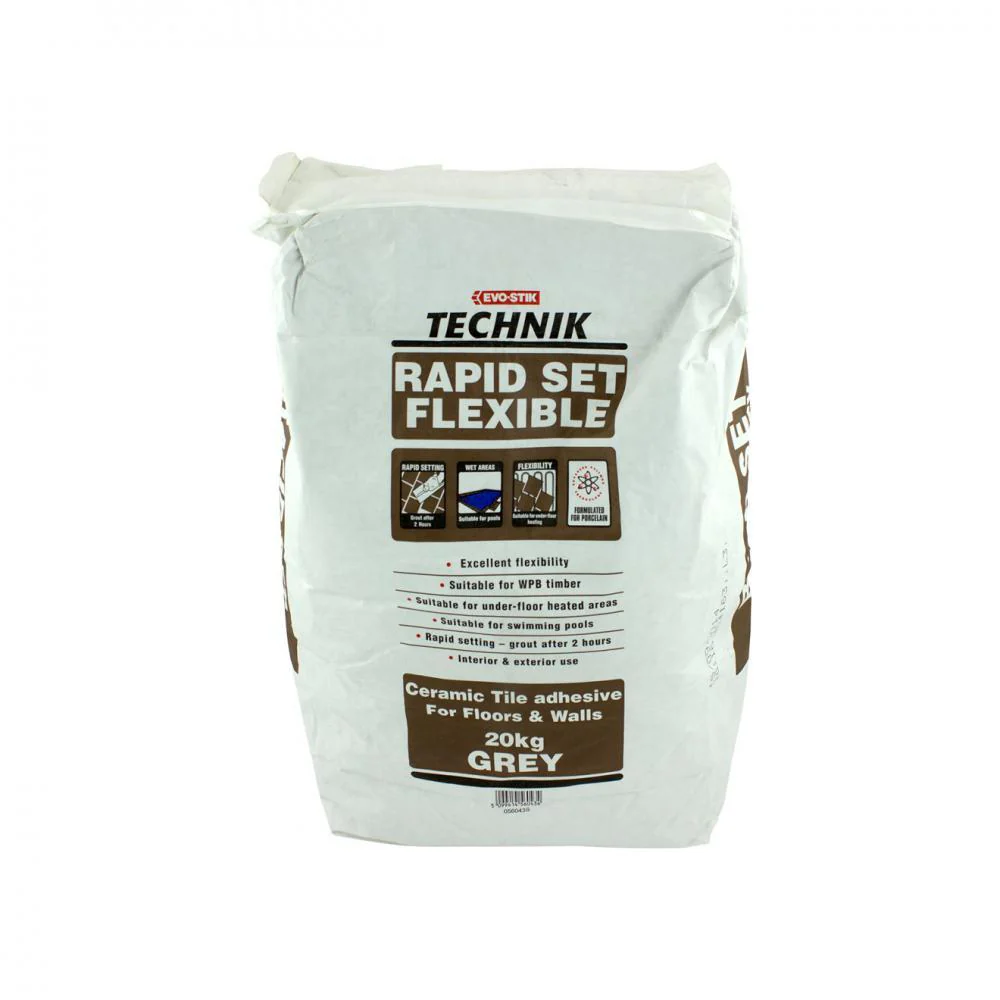 Evo Stik Technic 20Kg Rapid Set Grey Floor Tile Adhesive - Image 2