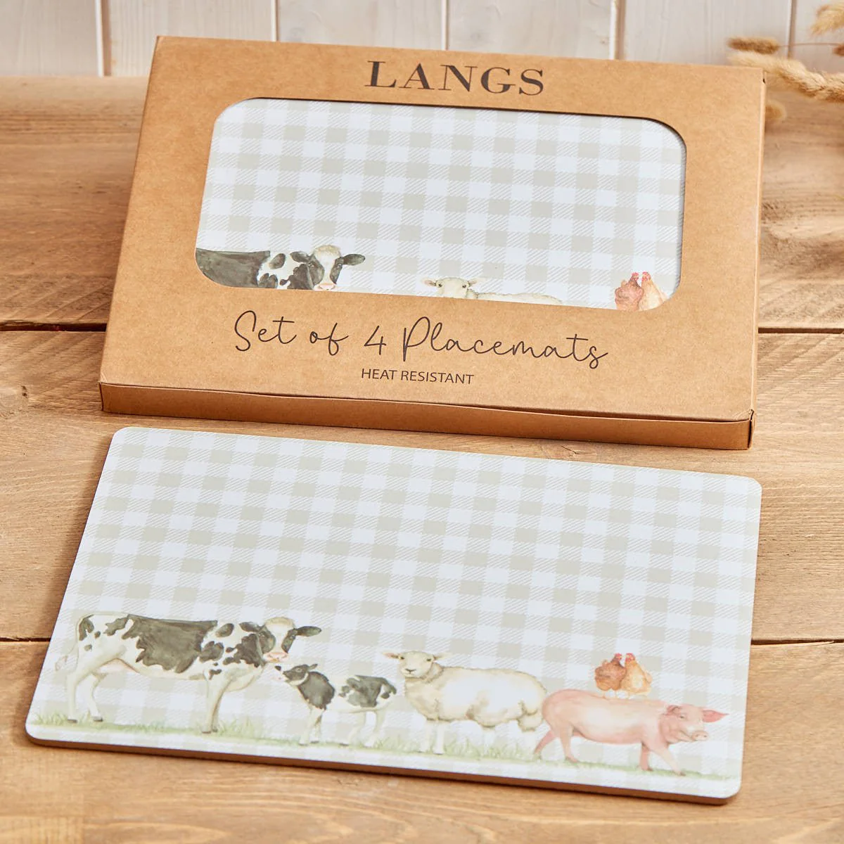 Farm Animal Placemat S/4 In Display Box Heat Resistant Wood - Image 2