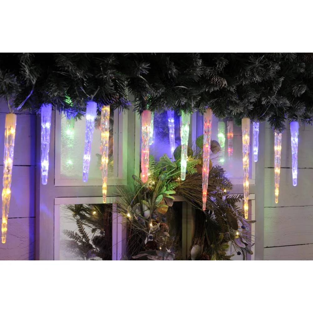 Festive 24 Colour Changing LED Icicle Lights - Multi to White P032178