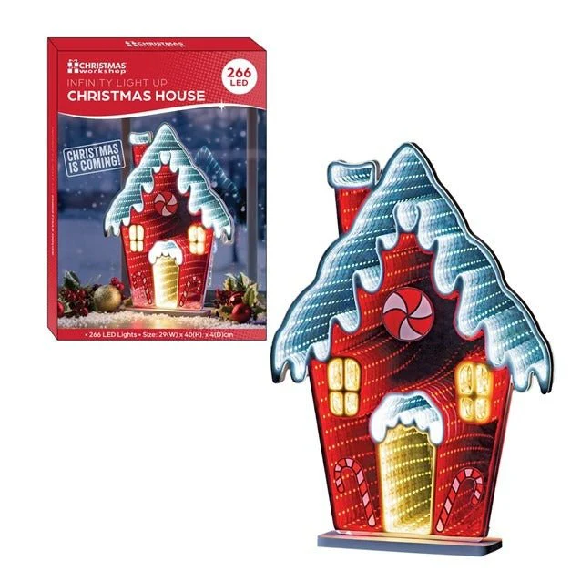 Festive Infinity Christmas House LED Mirror Light