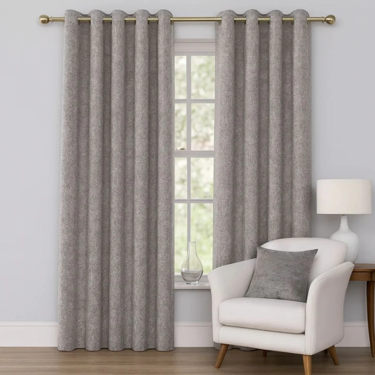 Fiesta Silver Eyelet Curtains (90" x 90") - Image 3
