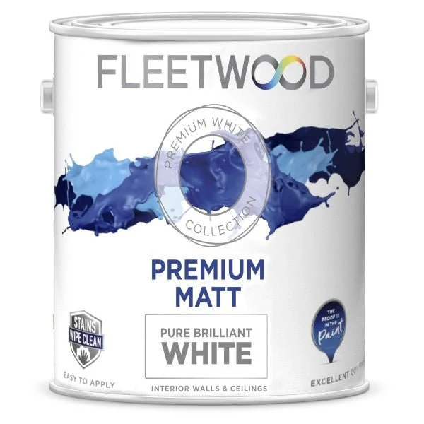Fleetwood Premium Matt Pure Brilliant White Paint 2.5L