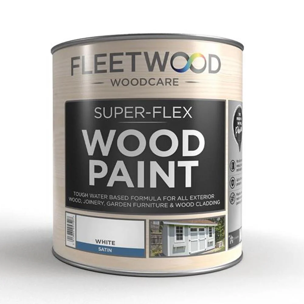 Fleetwood Super-Flex Opaque Wood Paint 1L Litre - White Satin