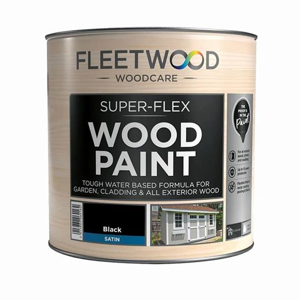 Fleetwood Super-Flex Opaque Wood Paint 2.5L Litre - Satin Black