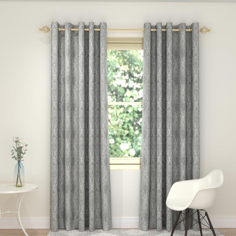 Fleur des Lys 90" x 72” Lined Eyelet Curtains Natural